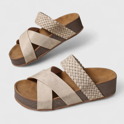 Effortless Woven Platform Sandal for Women with Crisscross Strap Wedge Sole Boho Style