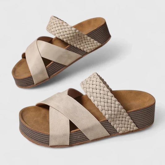 Effortless Woven Platform Sandal for Women with Crisscross Strap Wedge Sole Boho Style