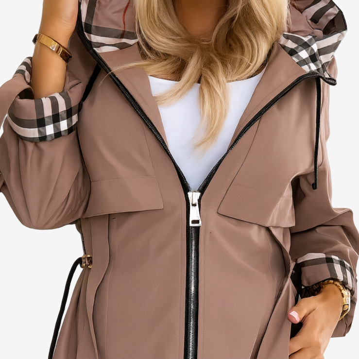 Women's Hooded Drawstring Trench Coat