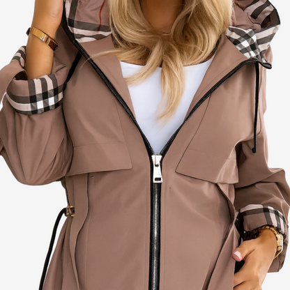 Women's Hooded Drawstring Trench Coat