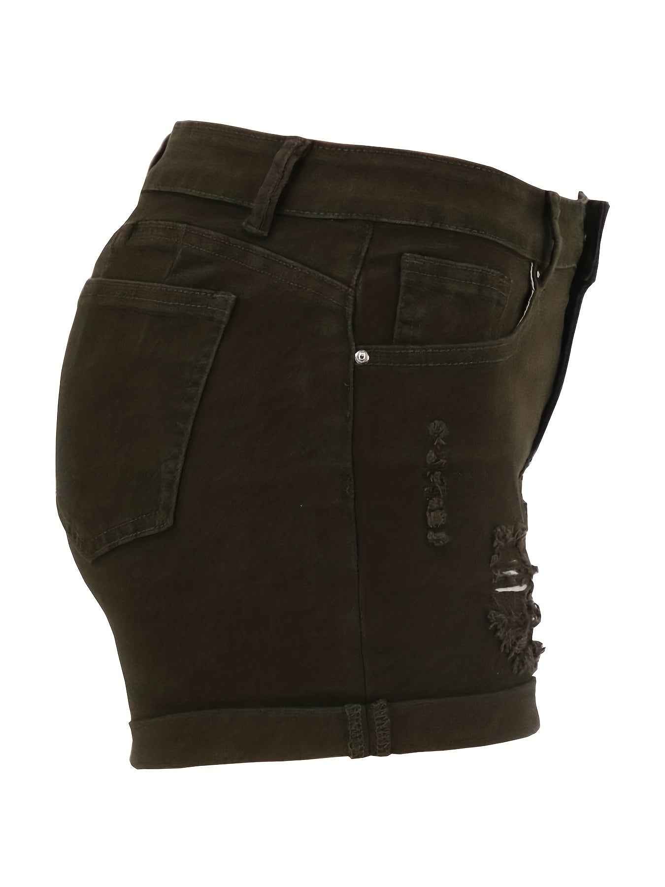 Effortless Distressed Denim Shorts for Women with High Waisted Cuffed Hem Casual Style