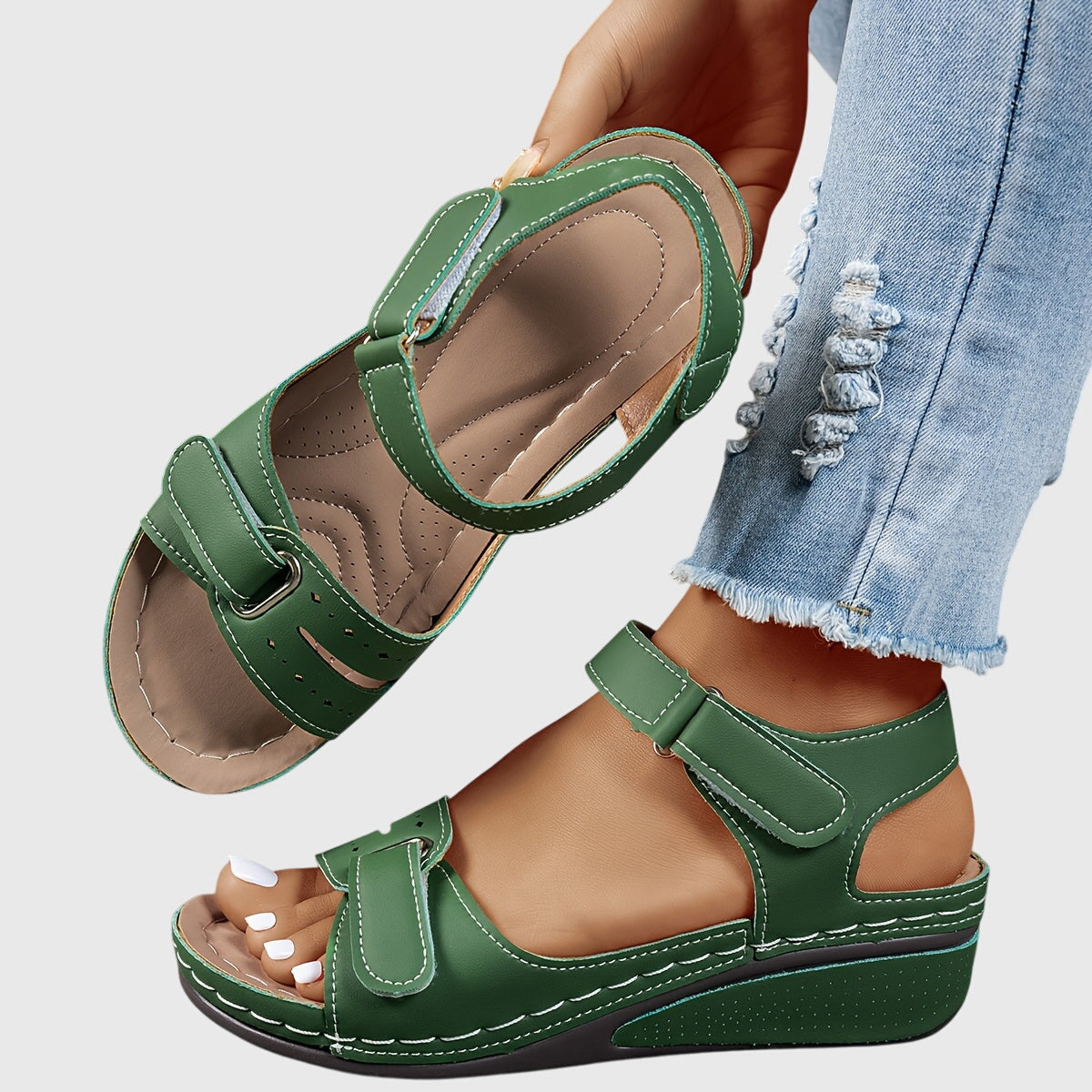 Comfortable Wedge Sandal for Women with Ankle Strap Open Toe Cushioned Relaxed Style