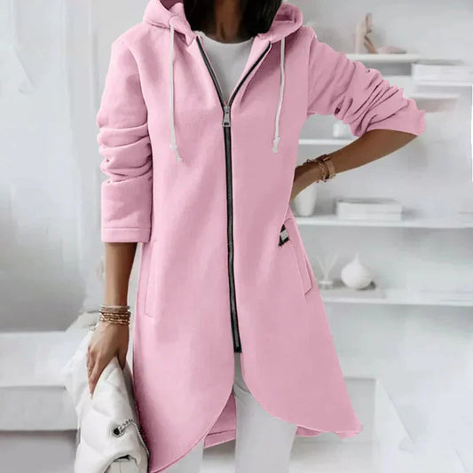 Effortless Longline Hoodie for Women with Drawstring Hood Long Sleeve Asymmetrical Hem Relaxed Style