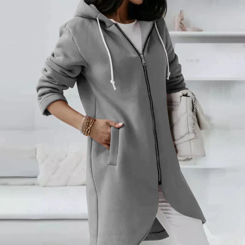 Effortless Longline Hoodie for Women with Drawstring Hood Long Sleeve Asymmetrical Hem Relaxed Style