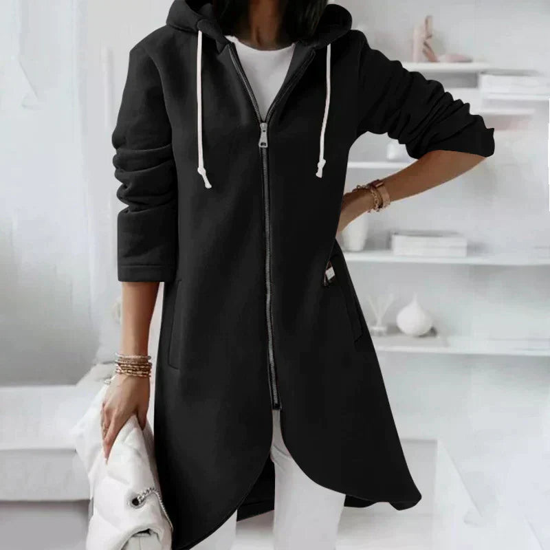 Effortless Longline Hoodie for Women with Drawstring Hood Long Sleeve Asymmetrical Hem Relaxed Style