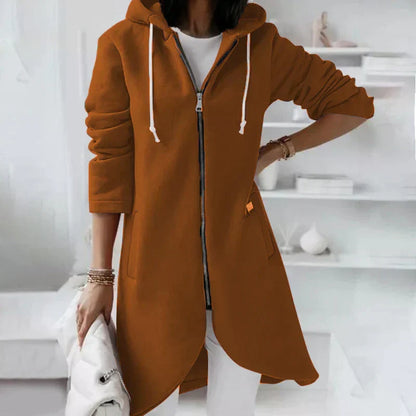 Effortless Longline Hoodie for Women with Drawstring Hood Long Sleeve Asymmetrical Hem Relaxed Style