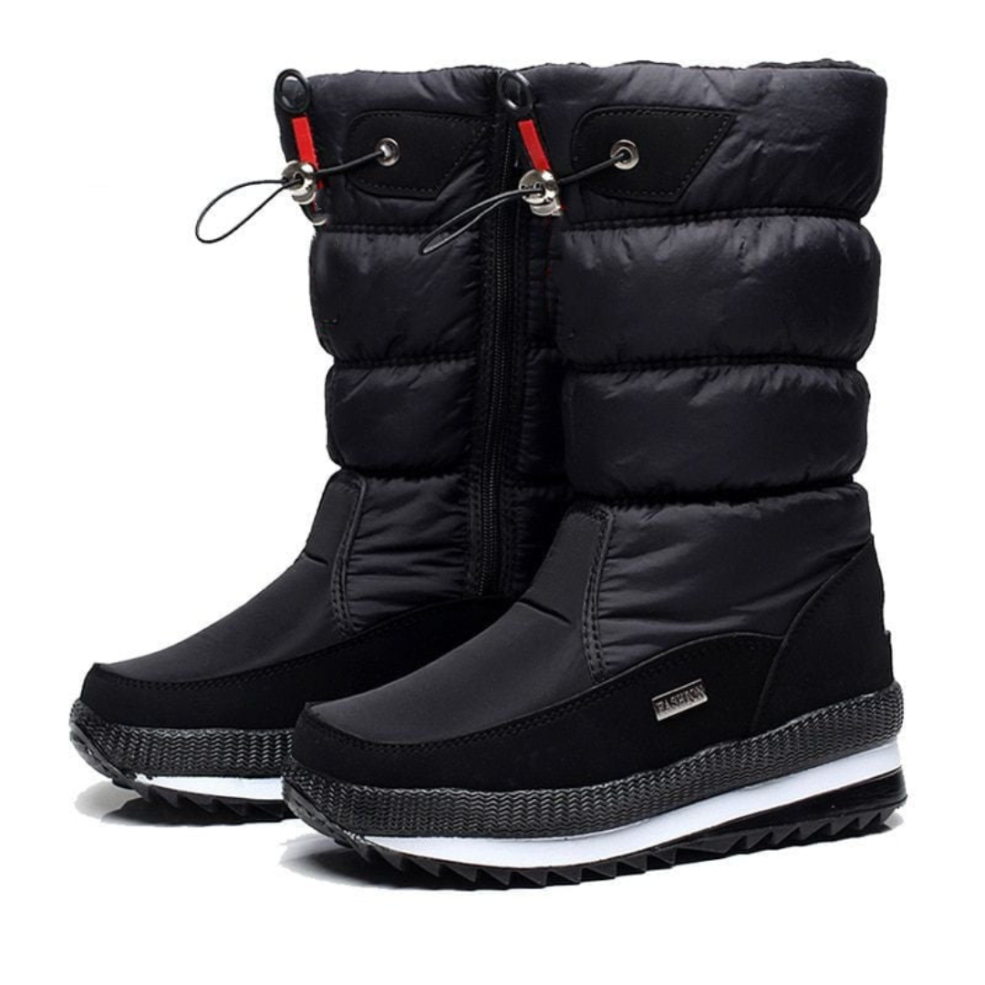 Cozy Quilted Rainproof Boots for Women with Waterproof Zipper Drawstring Platform Style