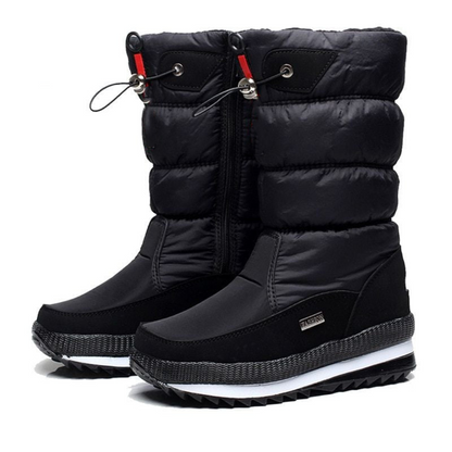 Cozy Quilted Rainproof Boots for Women with Waterproof Zipper Drawstring Platform Style