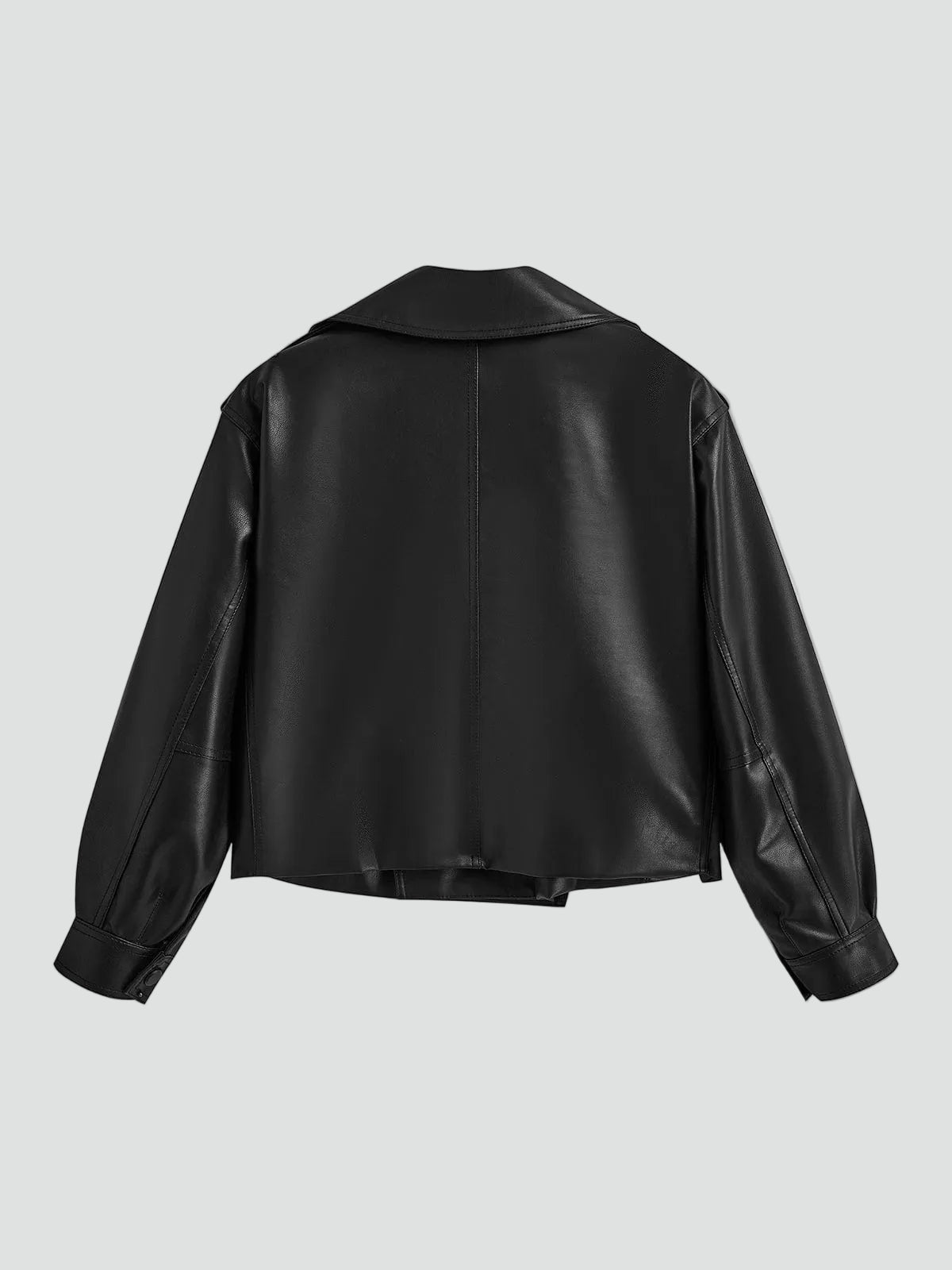 Women's Black Cropped Faux Leather Biker Jacket