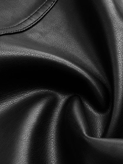 Women's Black Cropped Faux Leather Biker Jacket