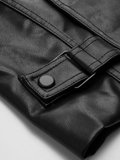 Women's Black Cropped Faux Leather Biker Jacket