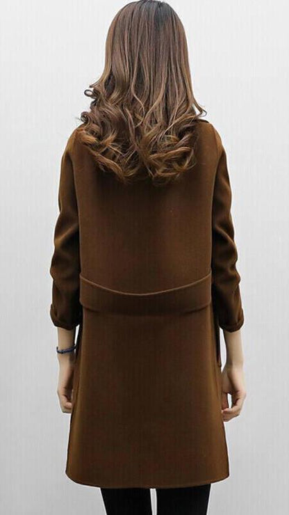 Women's Notch Lapel Single Breasted Wool Coat