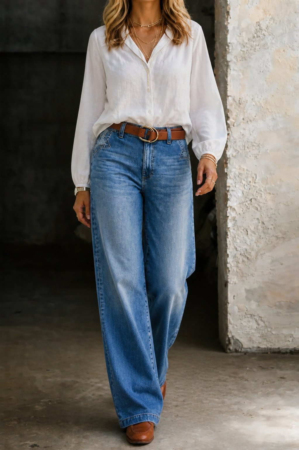 Effortless Blue Wide Leg High Waisted Jeans for Women with Denim Relaxed Casual Style