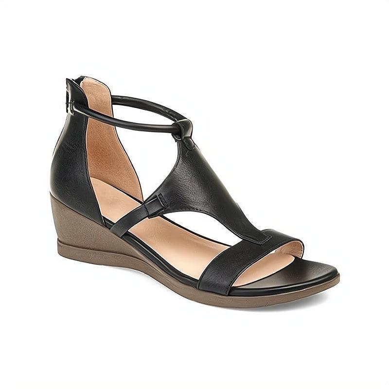 Stylish Wedge Sandal for Women with Open Toe Ankle Strap Platform Cutout Style