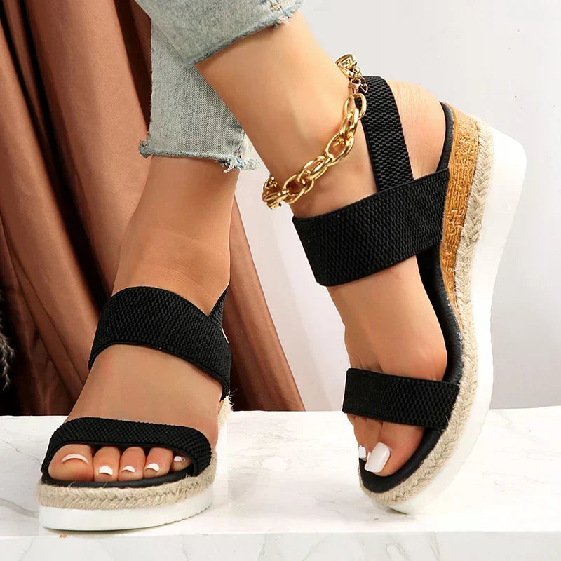 Effortless Espadrille Wedge Sandal for Women with Crisscross Ankle Strap Platform Style