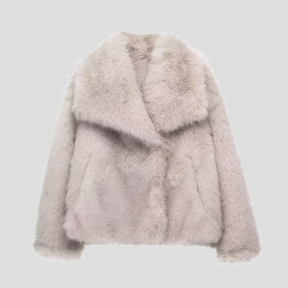 Women's Wide Collar Faux Fur Coat