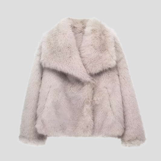 Women's Wide Collar Faux Fur Coat
