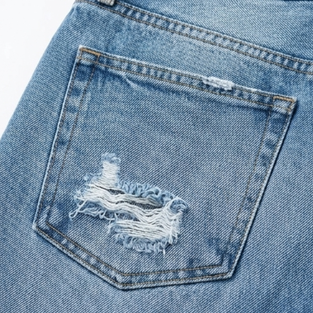 Effortless Distressed Straight Leg Jeans for Women with High Waist Frayed Hem Cropped Casual Style