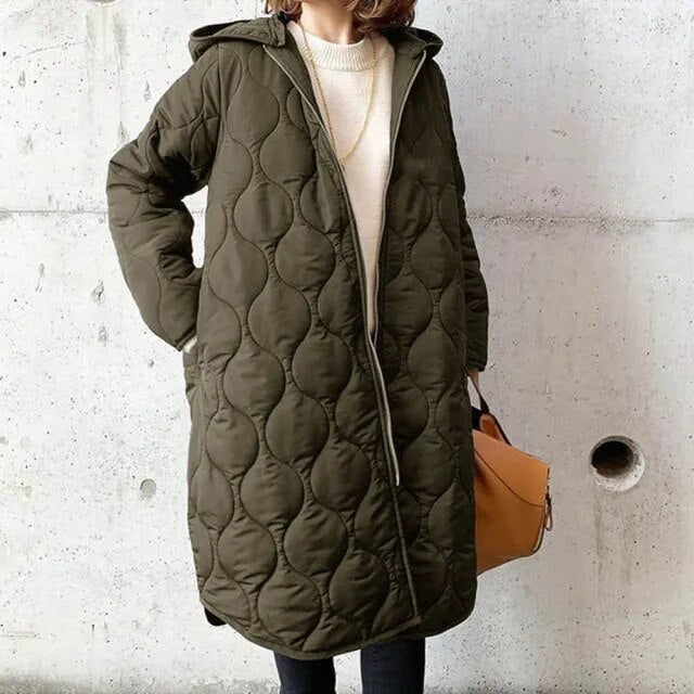 Women's Longline Hooded Quilted Parka