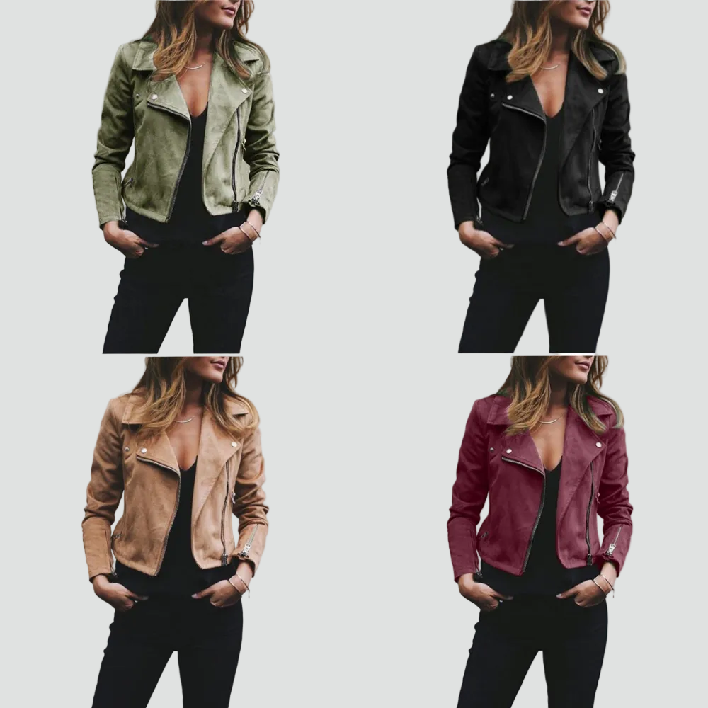 Women's Suede Belted Biker Jacket