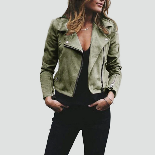 Women's Suede Belted Biker Jacket