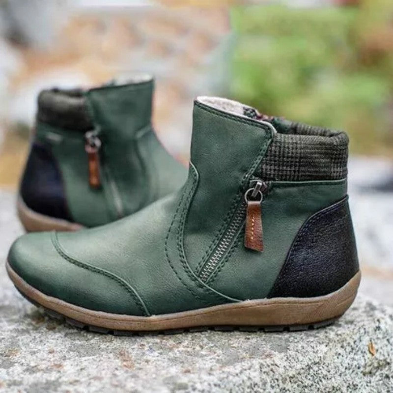 Women Side Zip Faux Fur Ankle Boots