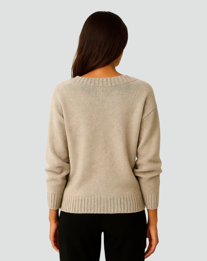 Women's Ribbed Knit V Neck Sweater