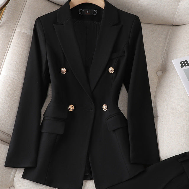 Women's Double Breasted Gold Button Blazer