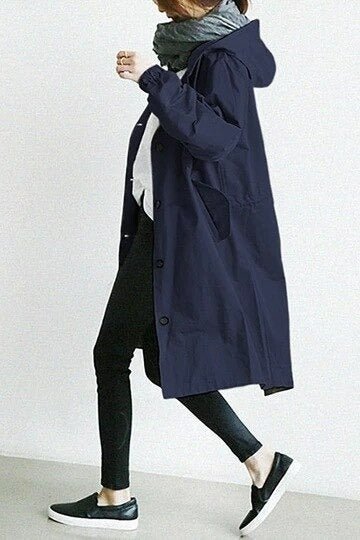 Women's Oversized Hooded Button Trench Coat