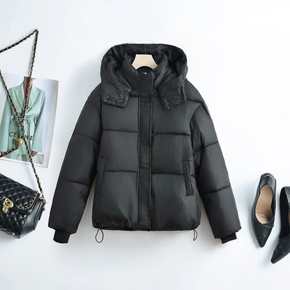 Women's Hooded Snap Pocket Short Puffer Jacket