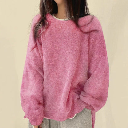 Women's Oversized Crew Neck Drop Shoulder Sweater