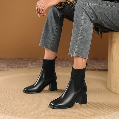 Women's Knit Panel Pointed Toe Chelsea Boots