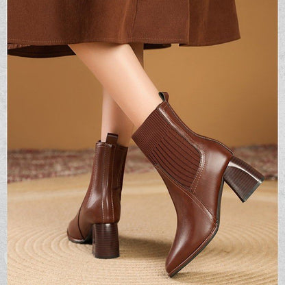 Women's Knit Panel Pointed Toe Chelsea Boots