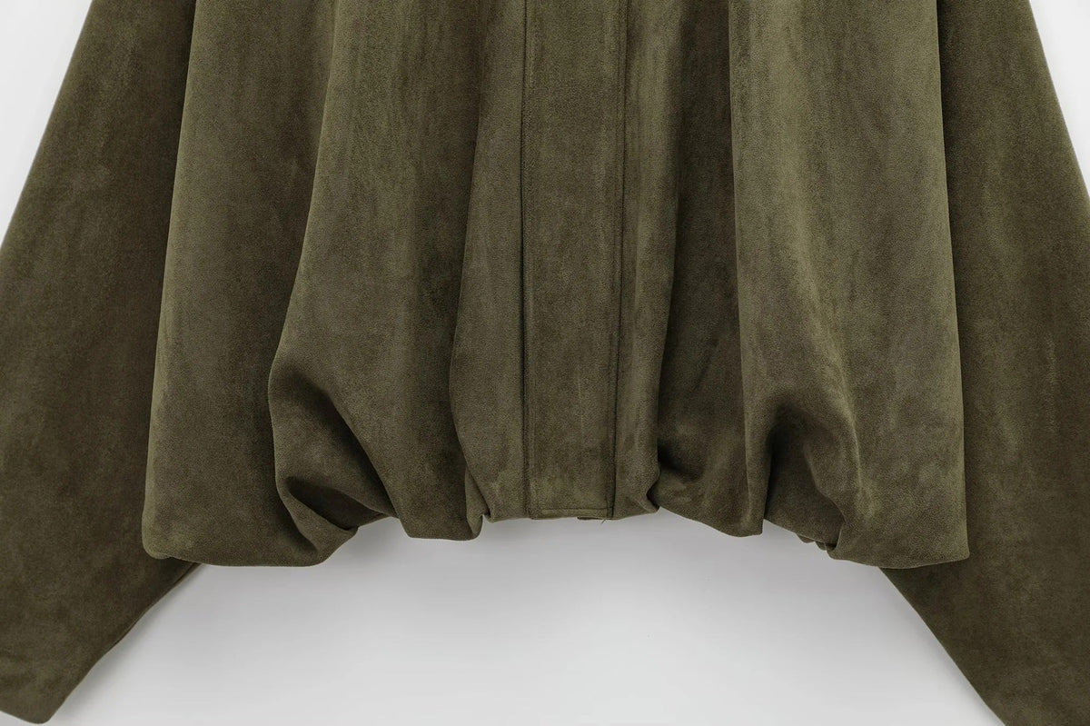 Women's Oversized Suede Bomber Jacket