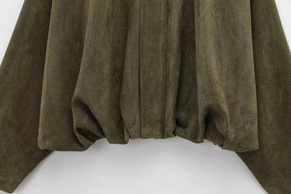 Women's Oversized Suede Bomber Jacket