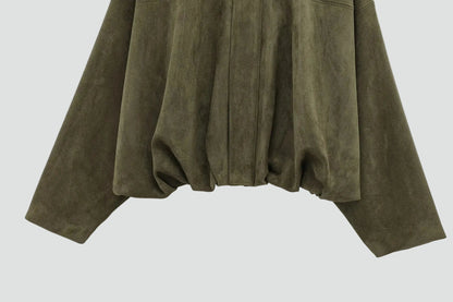 Women's Oversized Suede Bomber Jacket