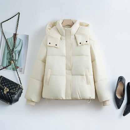 Women's Hooded Snap Pocket Short Puffer Jacket