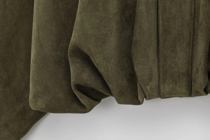 Women's Oversized Suede Bomber Jacket