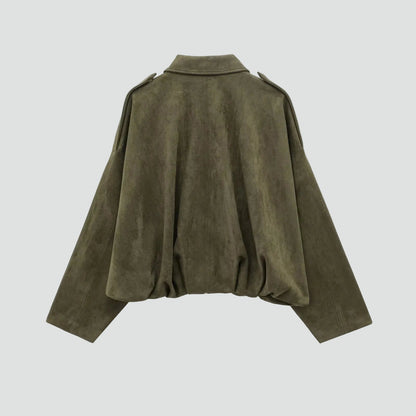 Women's Oversized Suede Bomber Jacket
