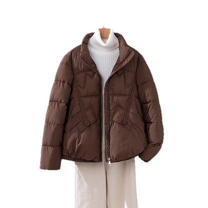 Women's Quilted High Collar Flap Pocket Puffer Jacket