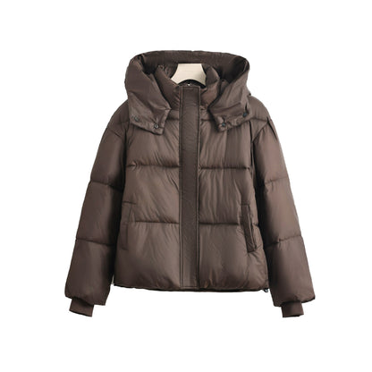 Women's Hooded Snap Pocket Short Puffer Jacket