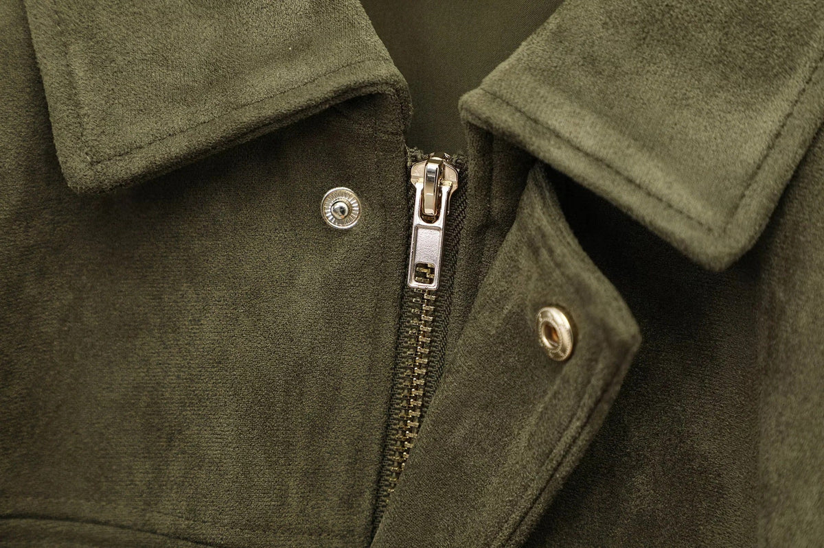 Women's Oversized Suede Bomber Jacket