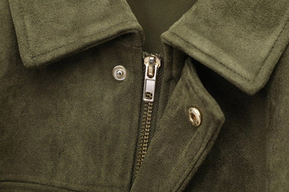 Women's Oversized Suede Bomber Jacket