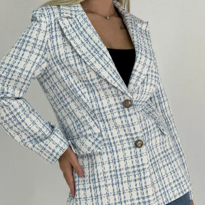 Women's Tweed Gold Button Blazer