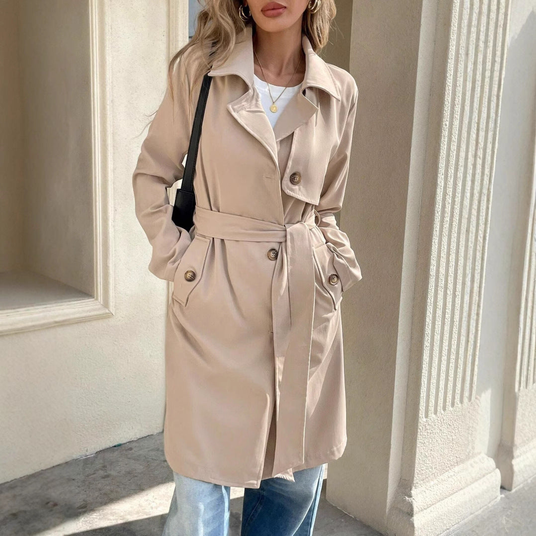Women's Khaki Double Breasted Trench Coat