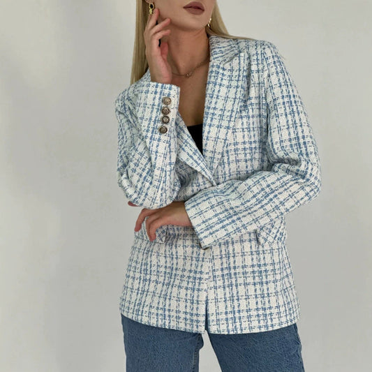 Women's Tweed Gold Button Blazer