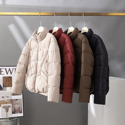 Women's Quilted High Collar Flap Pocket Puffer Jacket