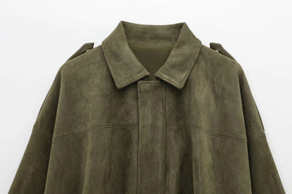 Women's Oversized Suede Bomber Jacket