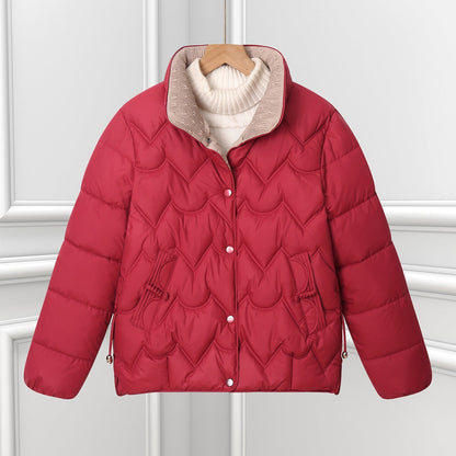 Women's Snap Button Wave Quilted Puffer Jacket