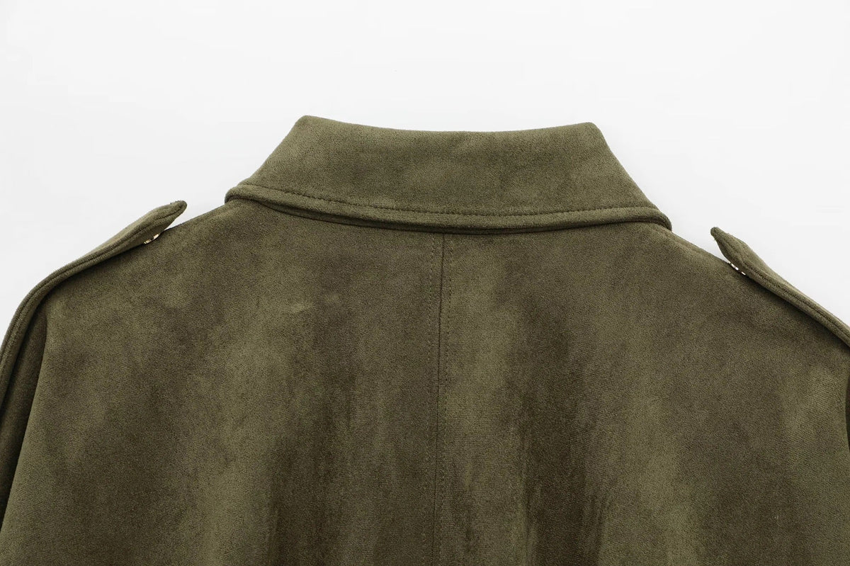 Women's Oversized Suede Bomber Jacket